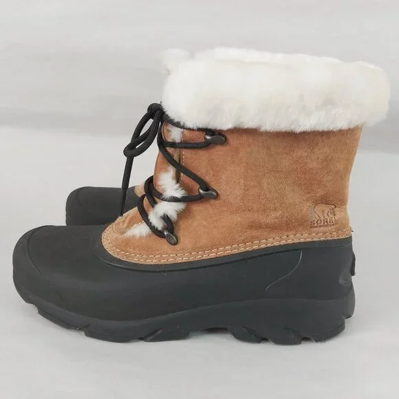 Sorel Snow Angel Lace-up Waterproof Suede Winter Boots Women Size 9 Faux Fur - Picture 4 of 12